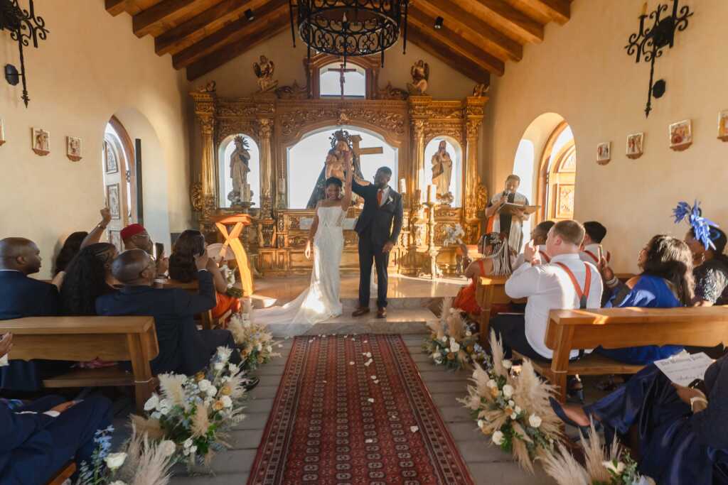 Wedding recessional Hacienda Encantada Cabo wedding ceremony