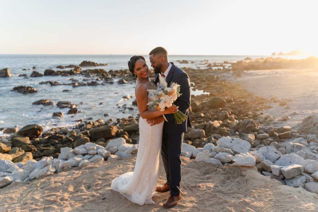Romantic beach photos Hacienda Encantada Cabo wedding sunset