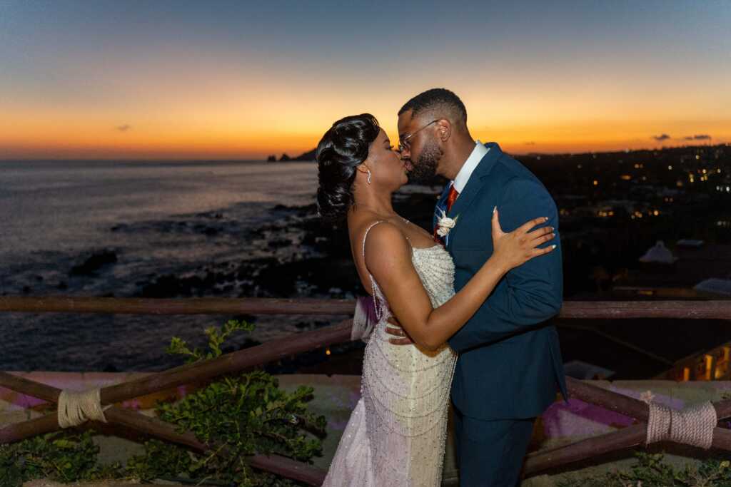 Romantic blue hour couple reception Hacienda Encantada Cabo Mexico