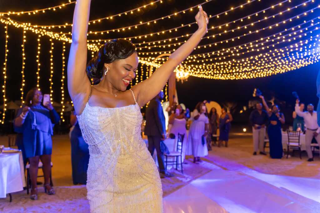 Reception grand entrance bride and groom Hacienda Encantada Cabo