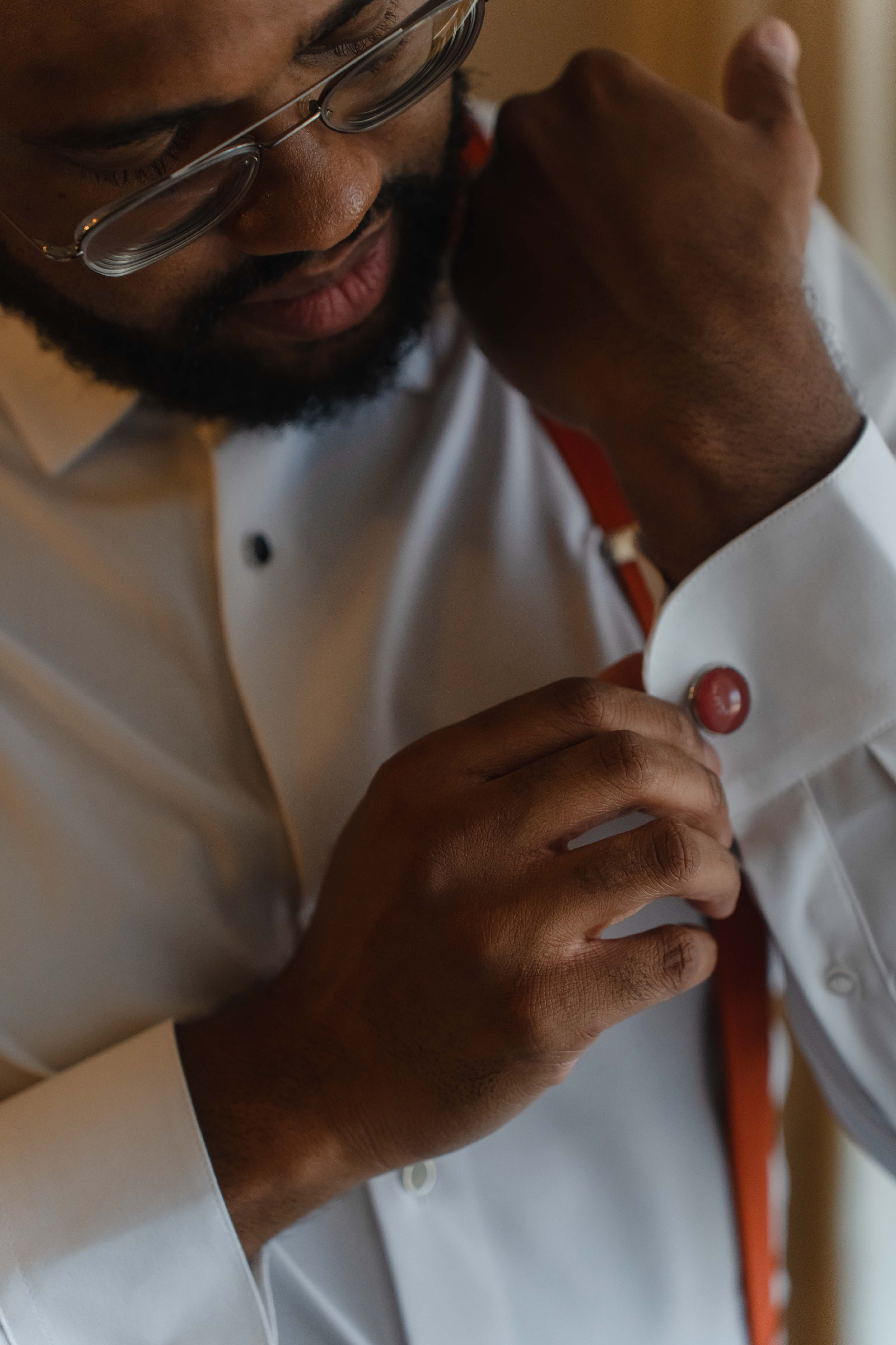 Groom details cufflinks preparation Hacienda Encantada Los Cabos