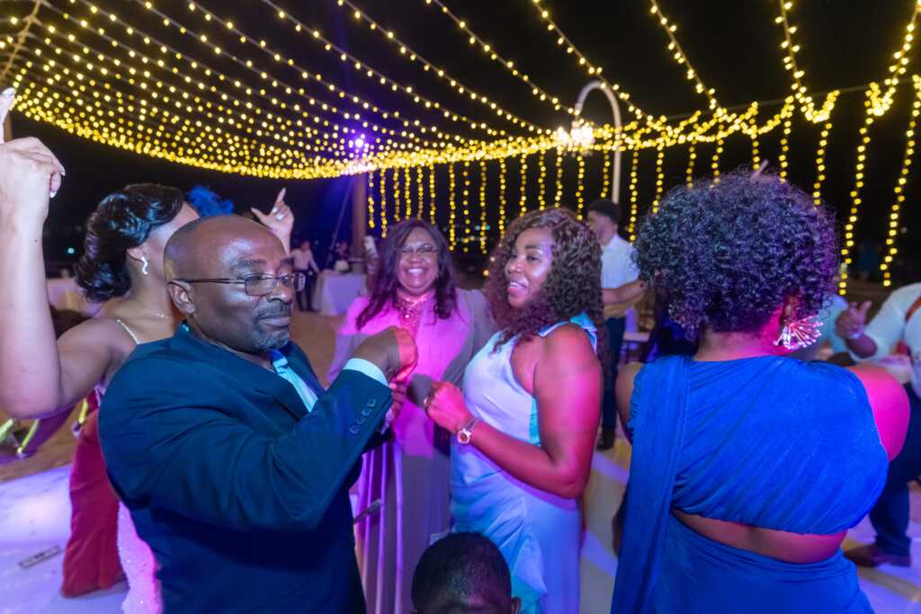 Guests dancing at wedding reception Hacienda Encantada Los Cabos